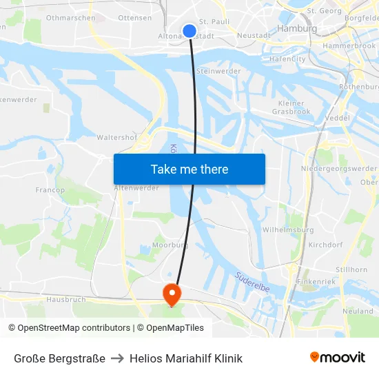 Große Bergstraße to Helios Mariahilf Klinik map