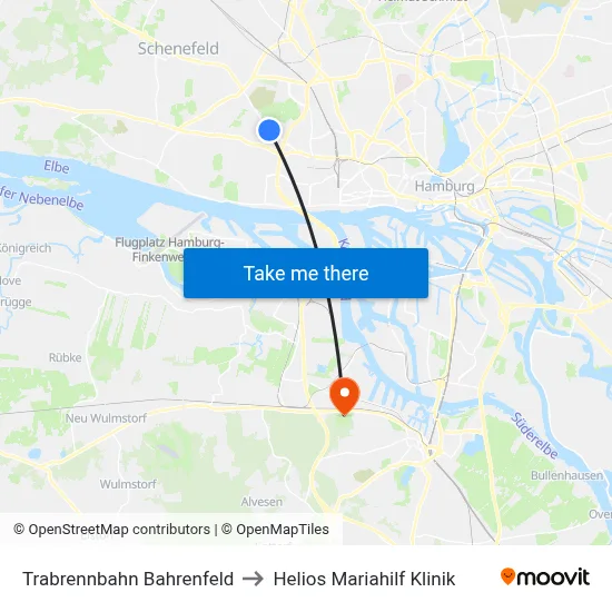 Trabrennbahn Bahrenfeld to Helios Mariahilf Klinik map