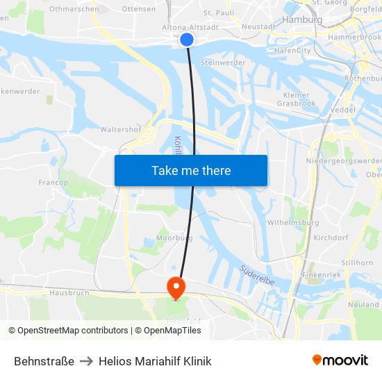 Behnstraße to Helios Mariahilf Klinik map