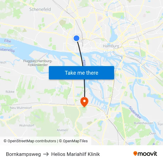 Bornkampsweg to Helios Mariahilf Klinik map