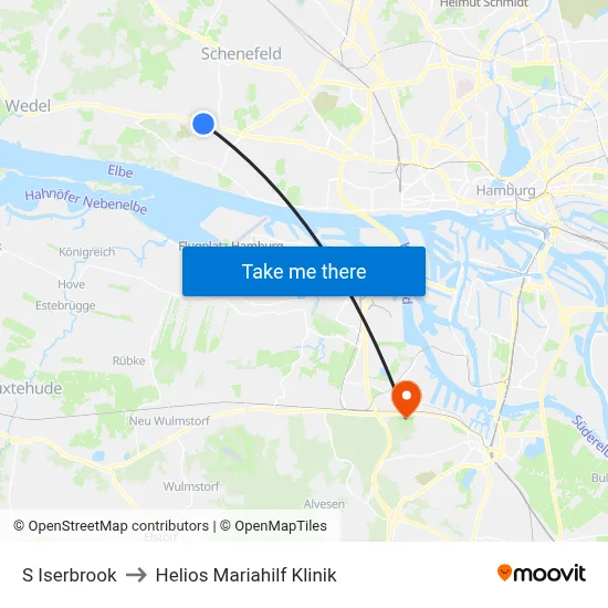 S Iserbrook to Helios Mariahilf Klinik map