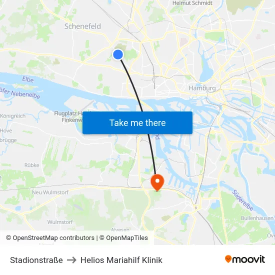 Stadionstraße to Helios Mariahilf Klinik map