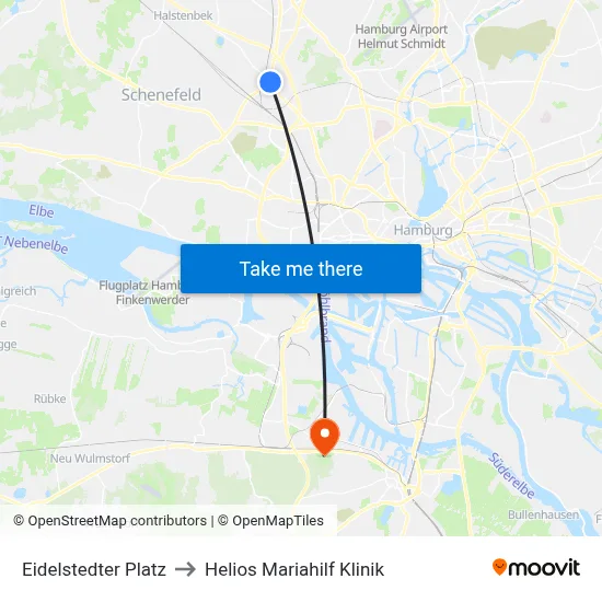 Eidelstedter Platz to Helios Mariahilf Klinik map