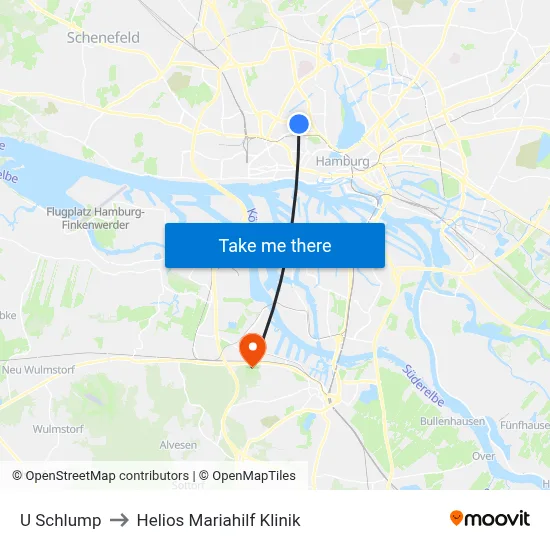 U Schlump to Helios Mariahilf Klinik map