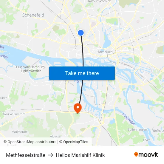 Methfesselstraße to Helios Mariahilf Klinik map