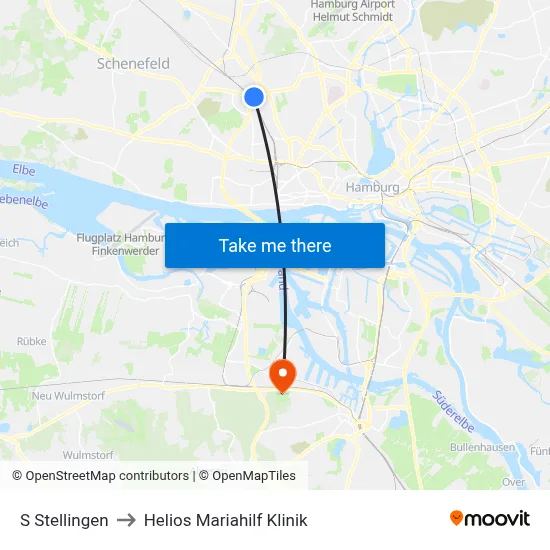 S Stellingen to Helios Mariahilf Klinik map