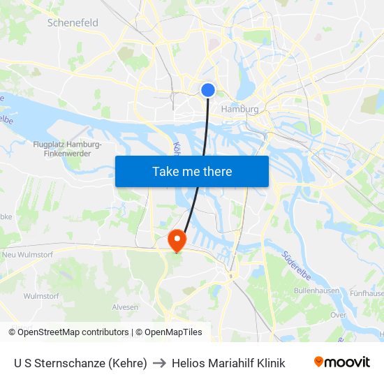 U S Sternschanze (Kehre) to Helios Mariahilf Klinik map