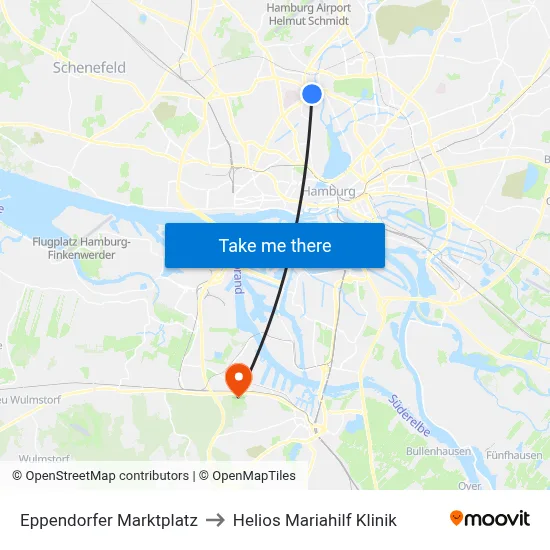 Eppendorfer Marktplatz to Helios Mariahilf Klinik map