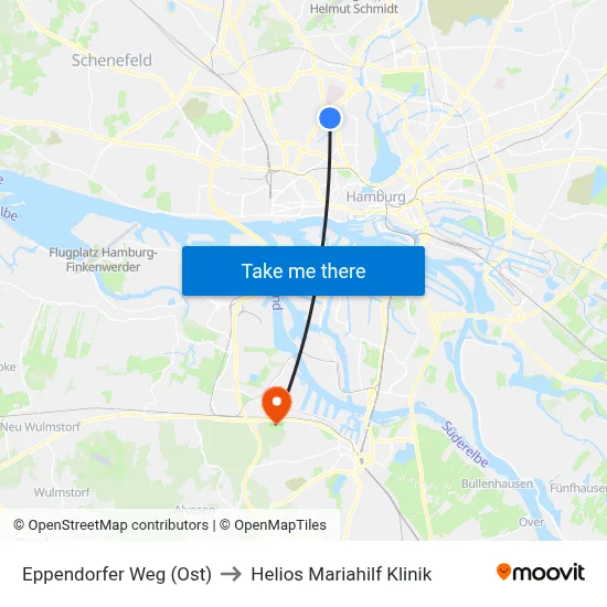 Eppendorfer Weg (Ost) to Helios Mariahilf Klinik map
