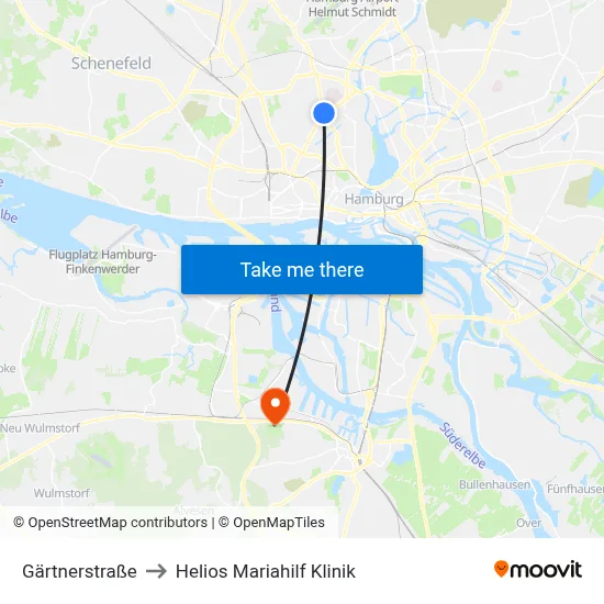 Gärtnerstraße to Helios Mariahilf Klinik map