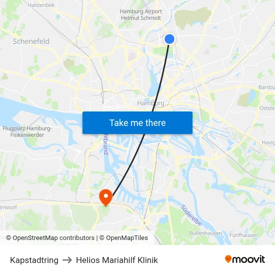 Kapstadtring to Helios Mariahilf Klinik map