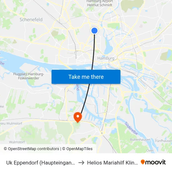 Uk Eppendorf (Haupteingang) to Helios Mariahilf Klinik map
