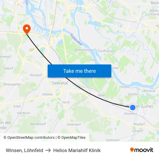 Winsen, Löhnfeld to Helios Mariahilf Klinik map