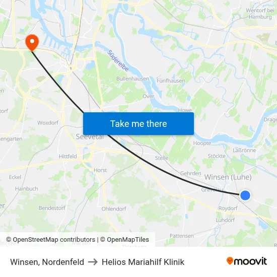 Winsen, Nordenfeld to Helios Mariahilf Klinik map