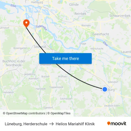 Lüneburg, Herderschule to Helios Mariahilf Klinik map