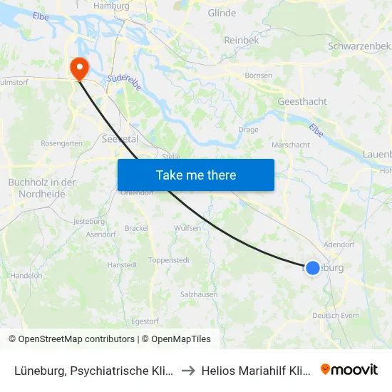 Lüneburg, Psychiatrische Klinik to Helios Mariahilf Klinik map