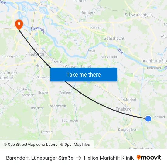Barendorf, Lüneburger Straße to Helios Mariahilf Klinik map