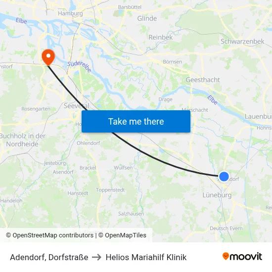 Adendorf, Dorfstraße to Helios Mariahilf Klinik map