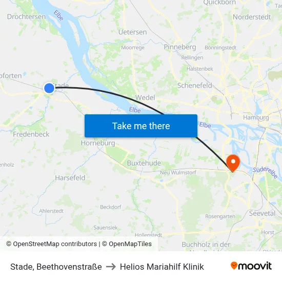 Stade, Beethovenstraße to Helios Mariahilf Klinik map
