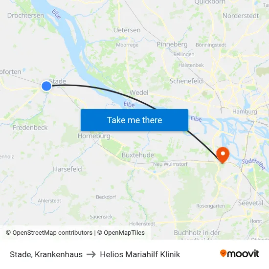 Stade, Krankenhaus to Helios Mariahilf Klinik map