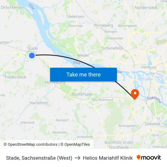 Stade, Sachsenstraße (West) to Helios Mariahilf Klinik map