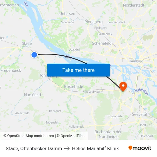 Stade, Ottenbecker Damm to Helios Mariahilf Klinik map
