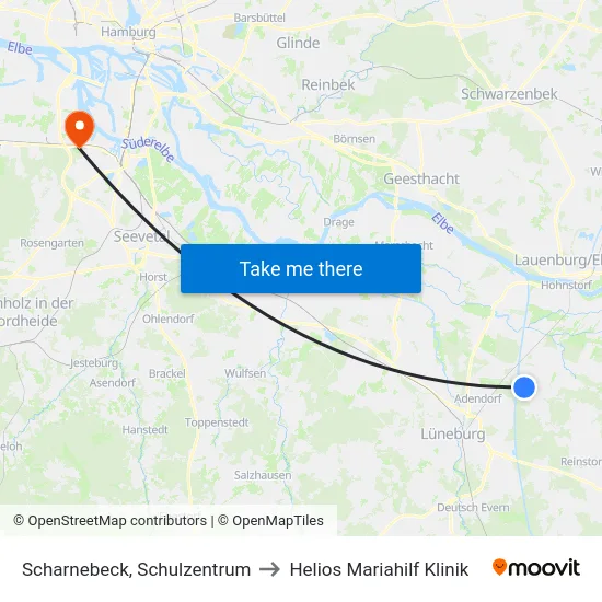 Scharnebeck, Schulzentrum to Helios Mariahilf Klinik map