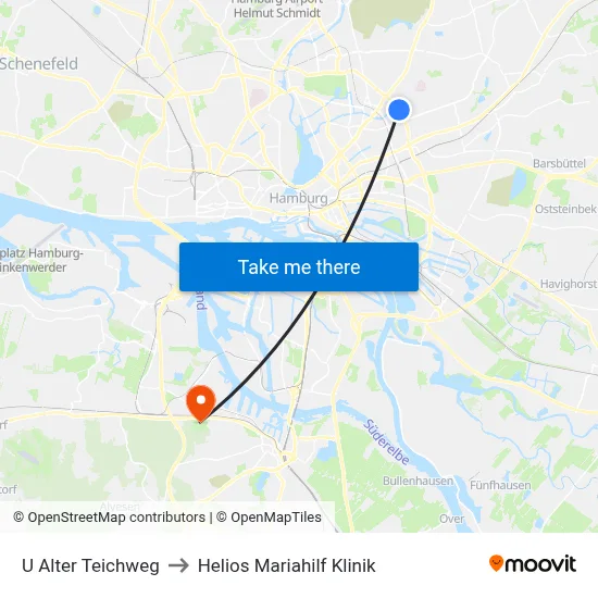 U Alter Teichweg to Helios Mariahilf Klinik map