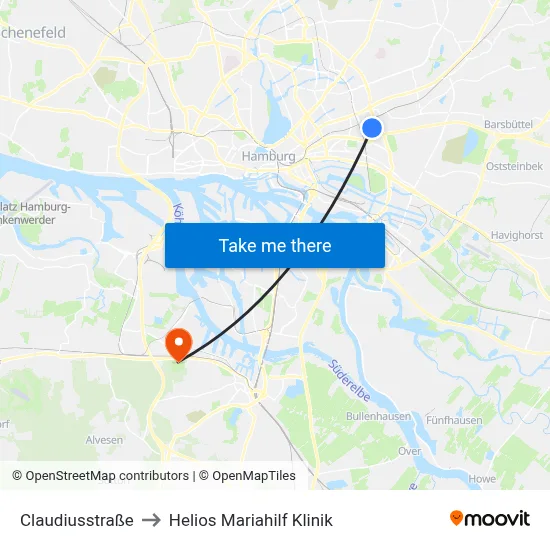 Claudiusstraße to Helios Mariahilf Klinik map