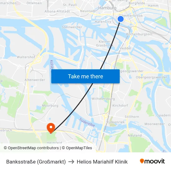 Banksstraße (Großmarkt) to Helios Mariahilf Klinik map