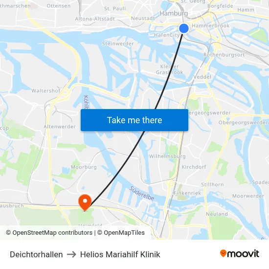 Deichtorhallen to Helios Mariahilf Klinik map