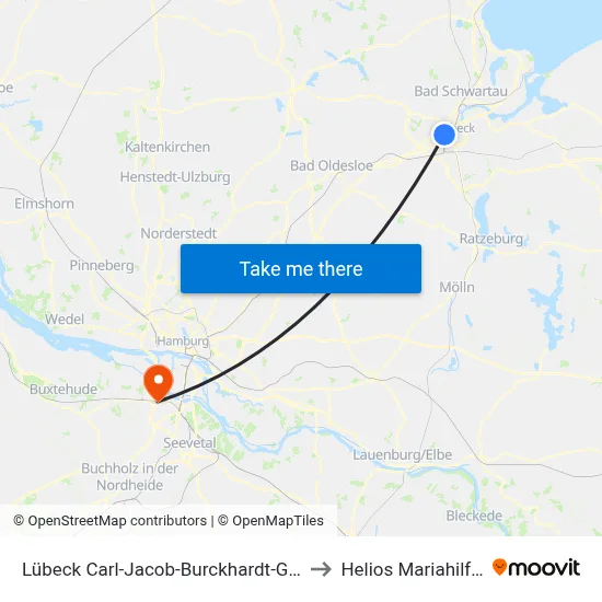 Lübeck Carl-Jacob-Burckhardt-Gymnasium to Helios Mariahilf Klinik map