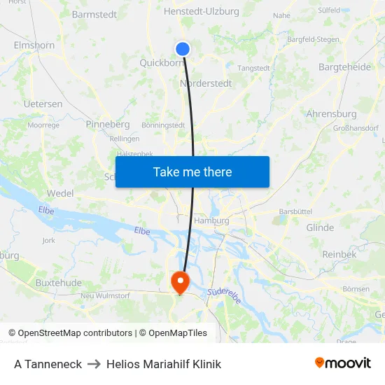 A Tanneneck to Helios Mariahilf Klinik map