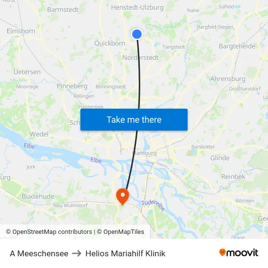 A Meeschensee to Helios Mariahilf Klinik map