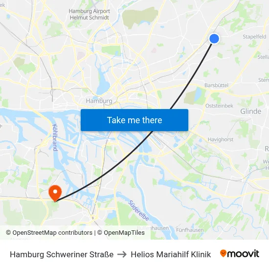 Hamburg Schweriner Straße to Helios Mariahilf Klinik map