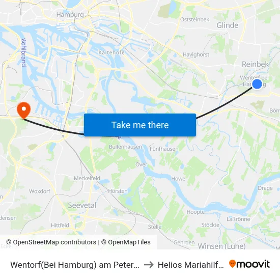 Wentorf(Bei Hamburg) am Petersilienberg to Helios Mariahilf Klinik map