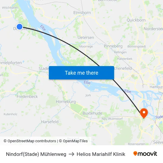 Nindorf(Stade) Mühlenweg to Helios Mariahilf Klinik map