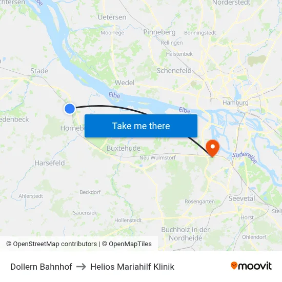Dollern Bahnhof to Helios Mariahilf Klinik map