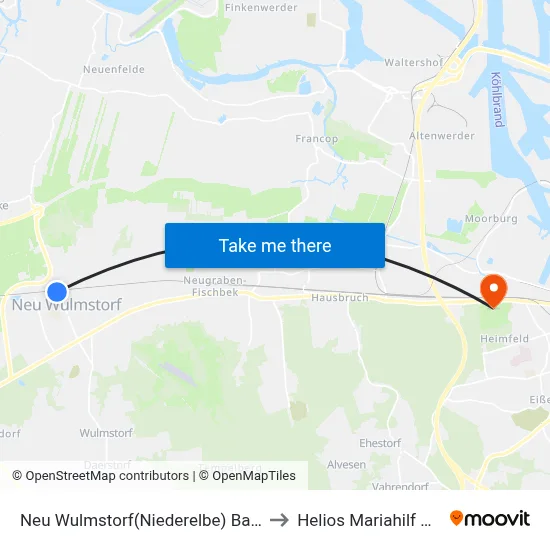 Neu Wulmstorf(Niederelbe) Bahnhof to Helios Mariahilf Klinik map