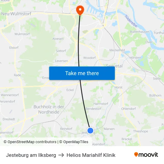 Jesteburg am Ilksberg to Helios Mariahilf Klinik map