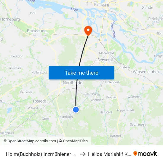Holm(Buchholz) Inzmühlener Straße to Helios Mariahilf Klinik map