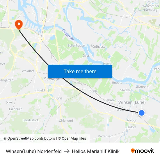 Winsen(Luhe) Nordenfeld to Helios Mariahilf Klinik map