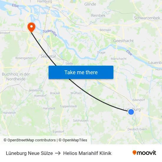 Lüneburg Neue Sülze to Helios Mariahilf Klinik map