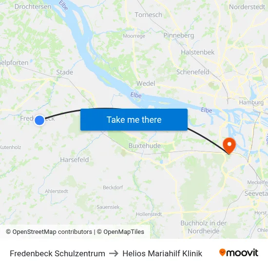 Fredenbeck Schulzentrum to Helios Mariahilf Klinik map