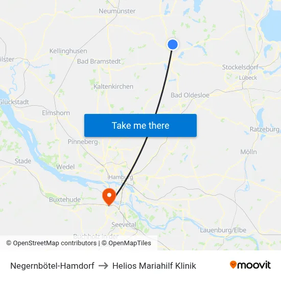 Negernbötel-Hamdorf to Helios Mariahilf Klinik map