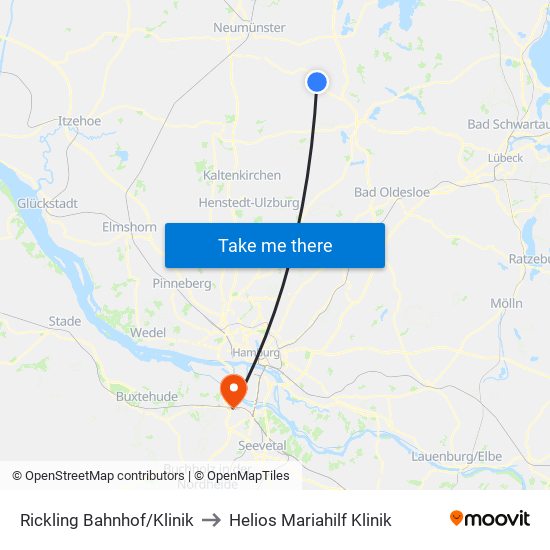 Rickling Bahnhof/Klinik to Helios Mariahilf Klinik map