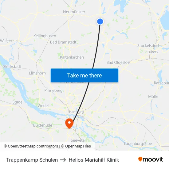 Trappenkamp Schulen to Helios Mariahilf Klinik map