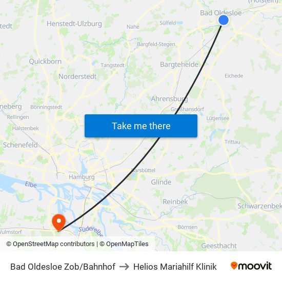 Bad Oldesloe Zob/Bahnhof to Helios Mariahilf Klinik map