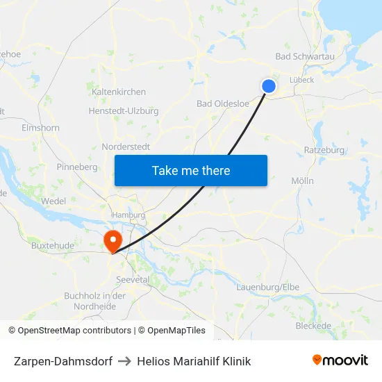 Zarpen-Dahmsdorf to Helios Mariahilf Klinik map