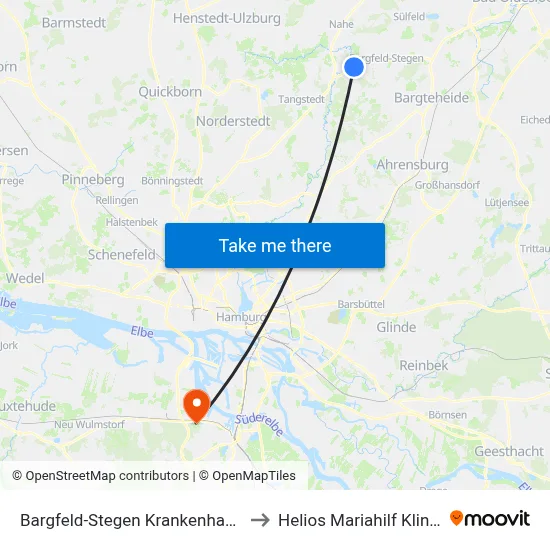 Bargfeld-Stegen Krankenhaus to Helios Mariahilf Klinik map